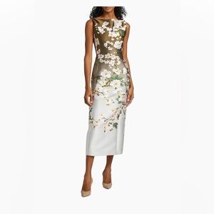Oscar de la Renta Ombré Cherry Blossom Jacquard Midi-Dress, size 6, NWT